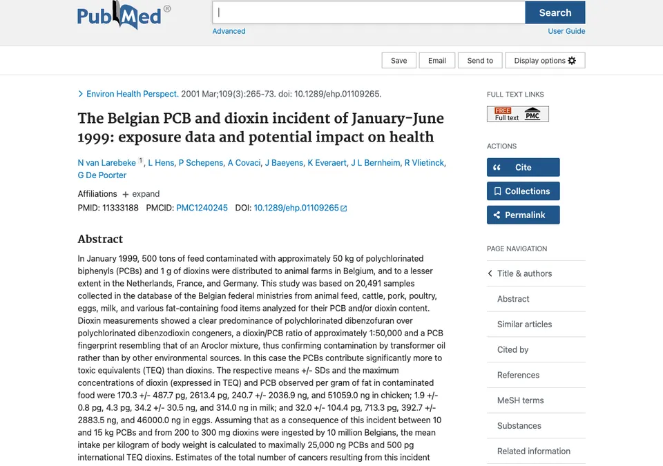 The Belgian PCB and dioxin incident of January-June 1999: exposure data and potential impact on health