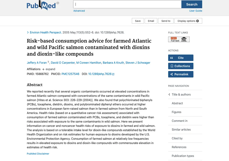 Risk-based consumption advice for farmed Atlantic and wild Pacific salmon contaminated with dioxins and dioxin-like compounds