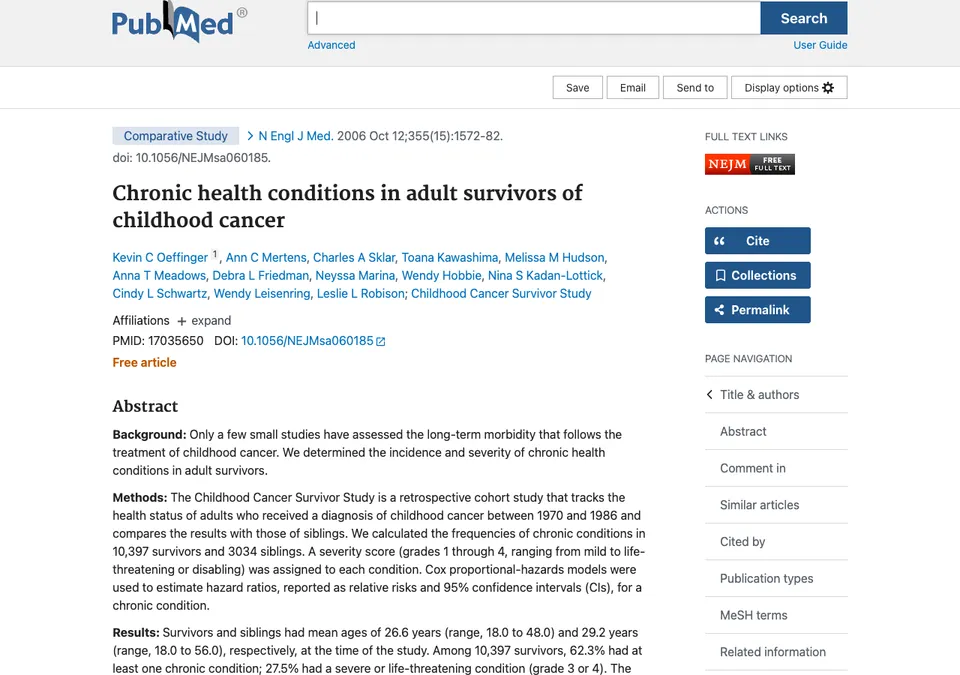Chronic Health Conditions in Adult Survivors of Childhood Cancer