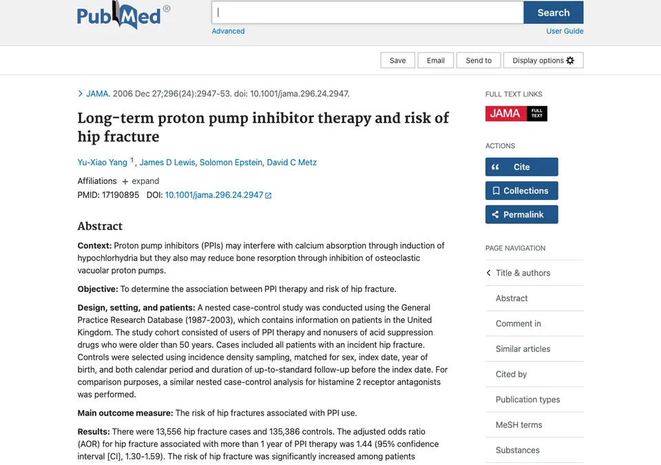 Long-term Proton Pump Inhibitor Therapy and Risk of Hip Fracture
