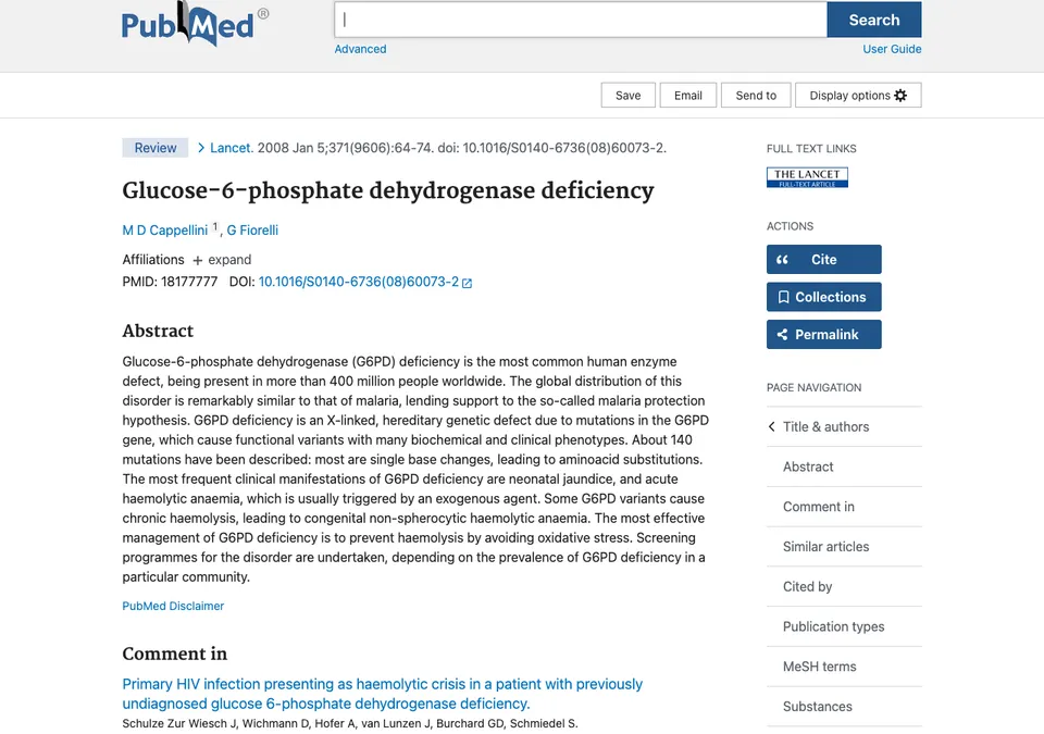 Glucose-6-phosphate dehydrogenase deficiency