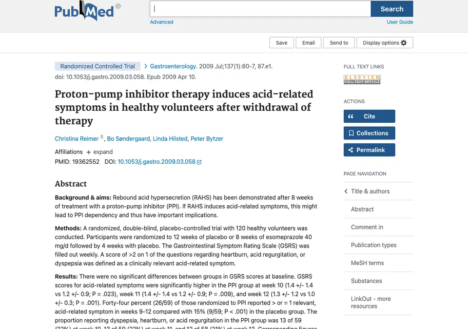 Proton-pump inhibitor therapy induces acid-related symptoms in healthy volunteers after withdrawal of therapy