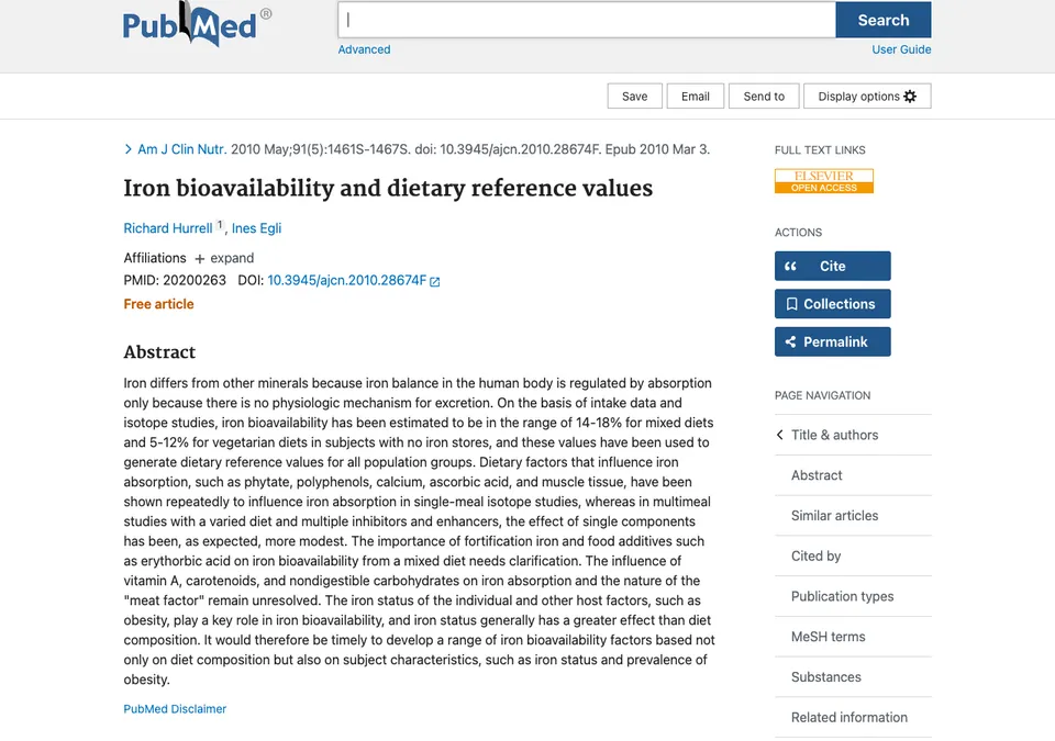 Iron bioavailability and dietary reference values