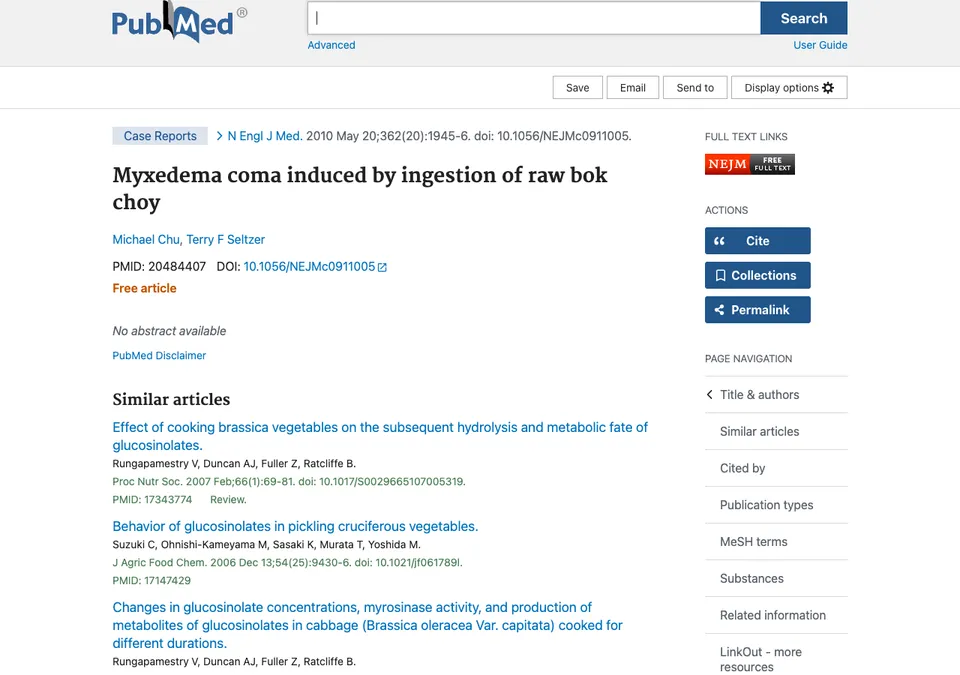 Myxedema Coma Induced by Ingestion of Raw Bok Choy