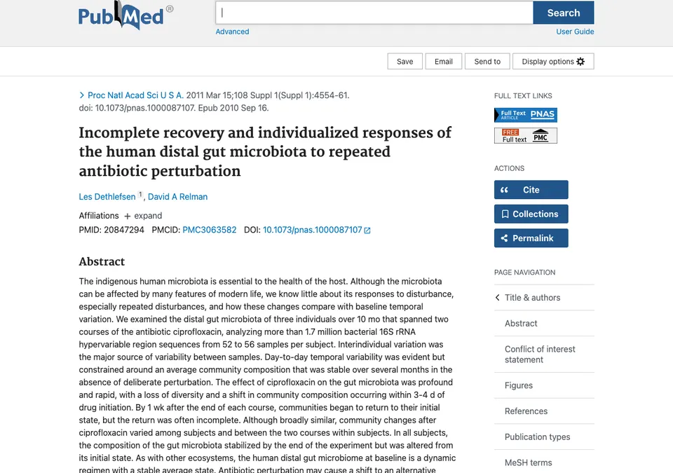 Incomplete recovery and individualized responses of the human distal gut microbiota to repeated antibiotic perturbation