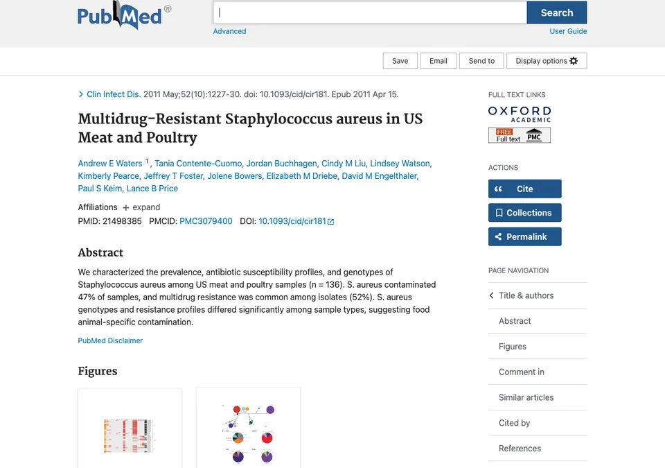Multidrug-Resistant Staphylococcus aureus in US Meat and Poultry