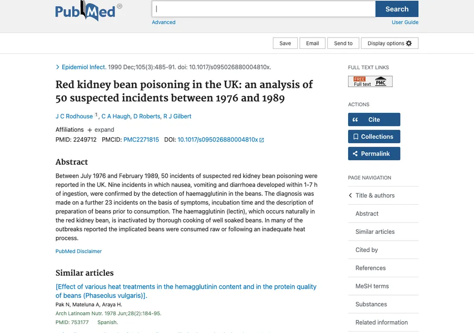 Red kidney bean poisoning in the UK: an analysis of 50 suspected incidents between 1976 and 1989