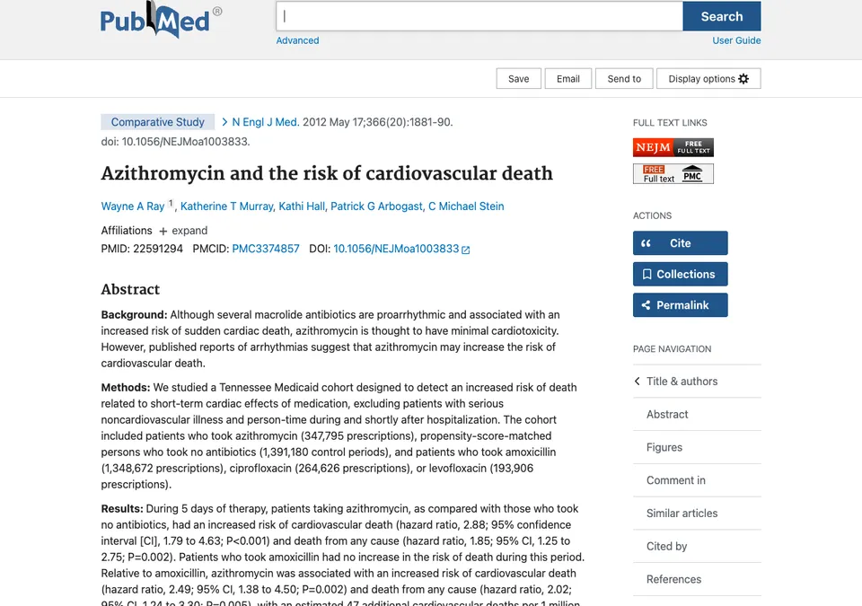 Azithromycin and the risk of cardiovascular death