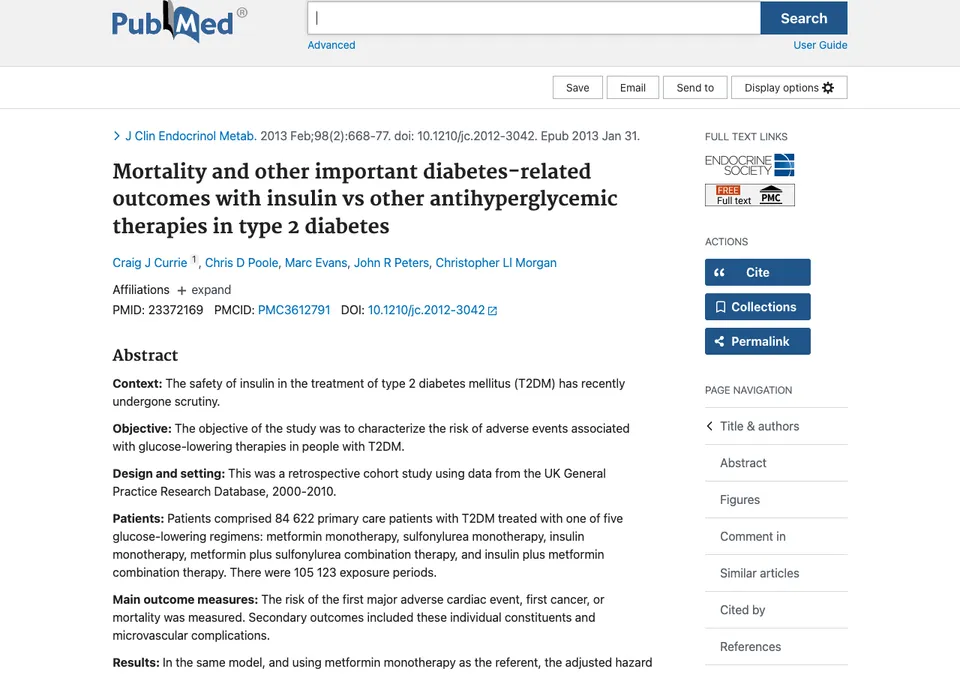 Mortality and other important diabetes-related outcomes with insulin vs other antihyperglycemic therapies in type 2 diabetes