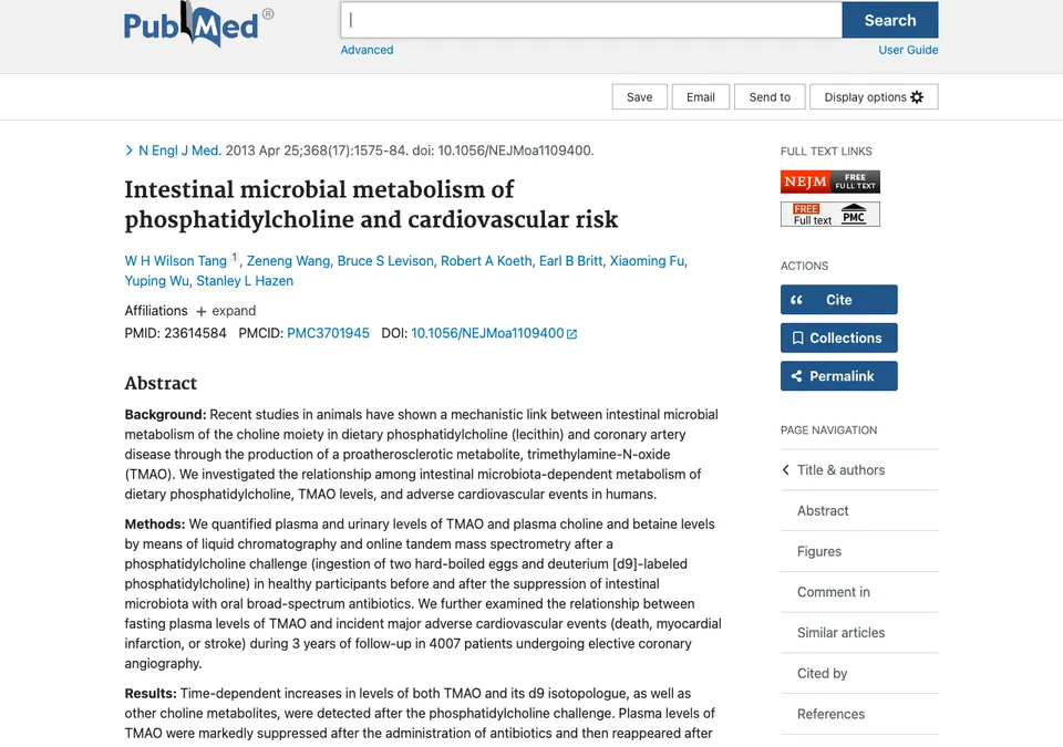 Intestinal microbial metabolism of phosphatidylcholine and cardiovascular risk
