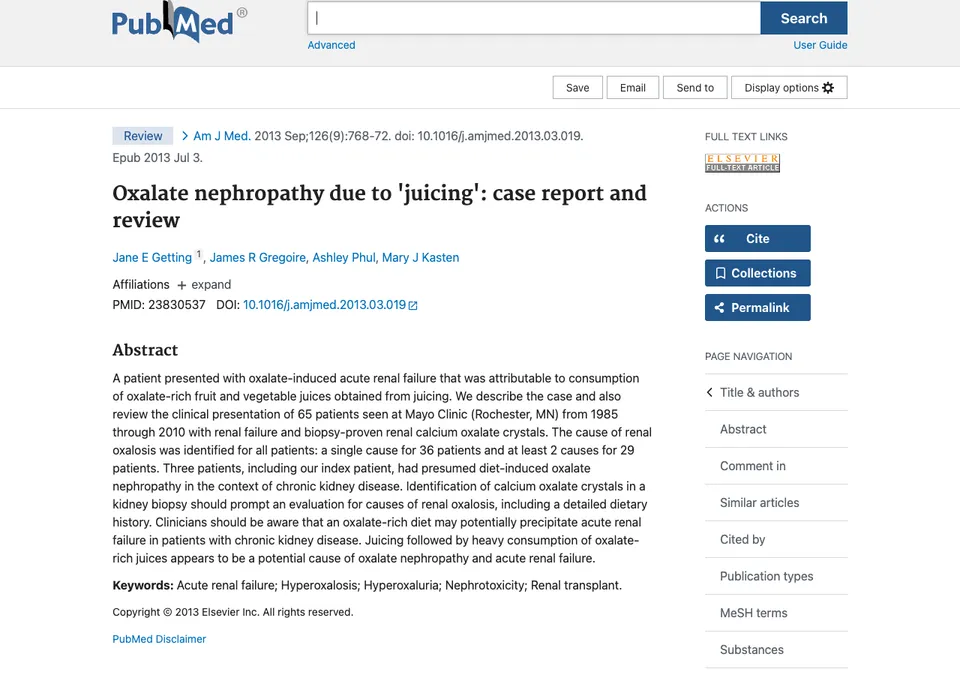 Oxalate nephropathy due to 'juicing': case report and review
