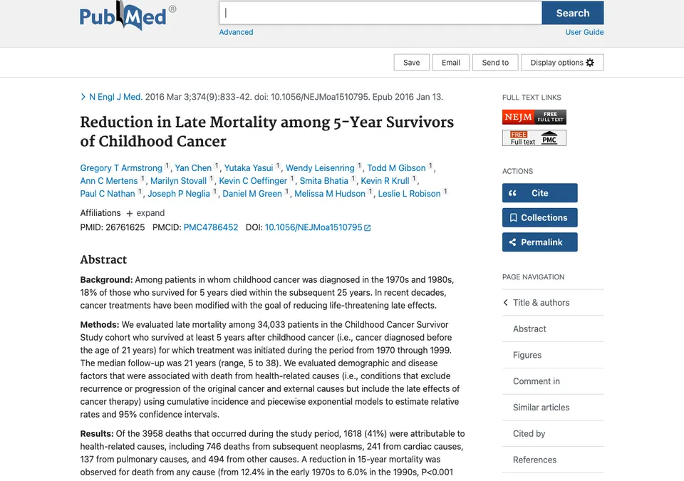 Reduction in Late Mortality Among 5-Year Survivors of Childhood Cancer