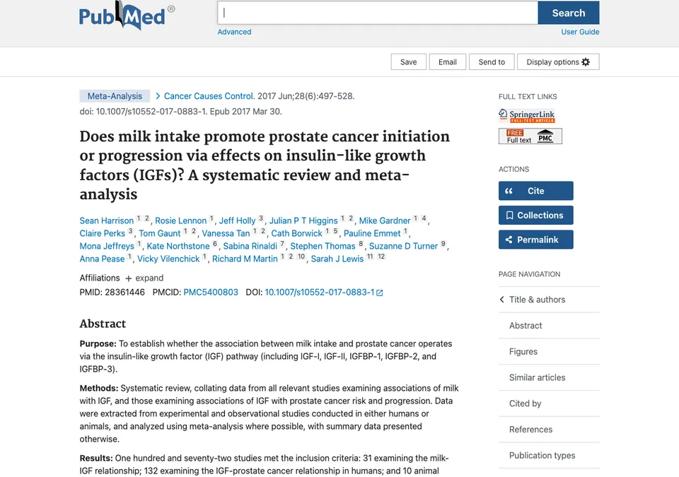 Does milk intake promote prostate cancer initiation or progression via effects on insulin-like growth factors (IGFs)? A systematic review and meta-analysis