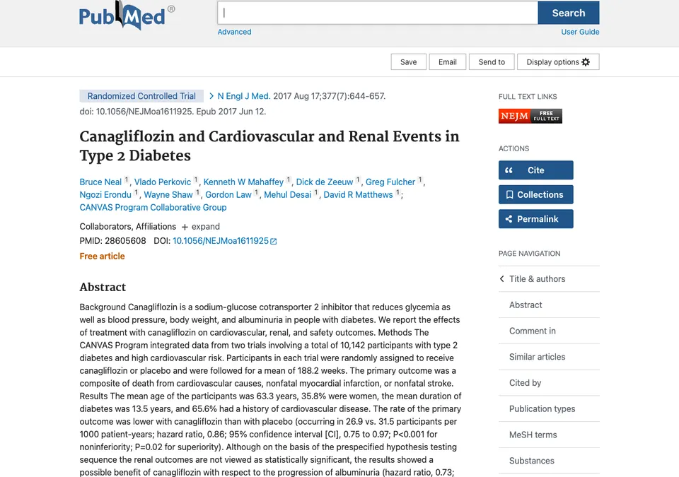 Canagliflozin and cardiovascular and renal events in type 2 diabetes (CANVAS Program)