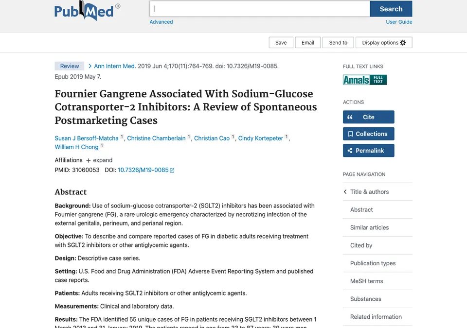 Fournier gangrene associated with sodium-glucose cotransporter-2 inhibitors: a review of spontaneous postmarketing cases