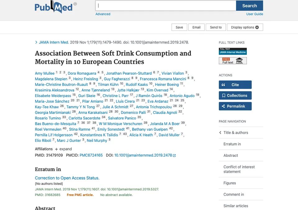 Association Between Soft Drink Consumption and Mortality in 10 European Countries